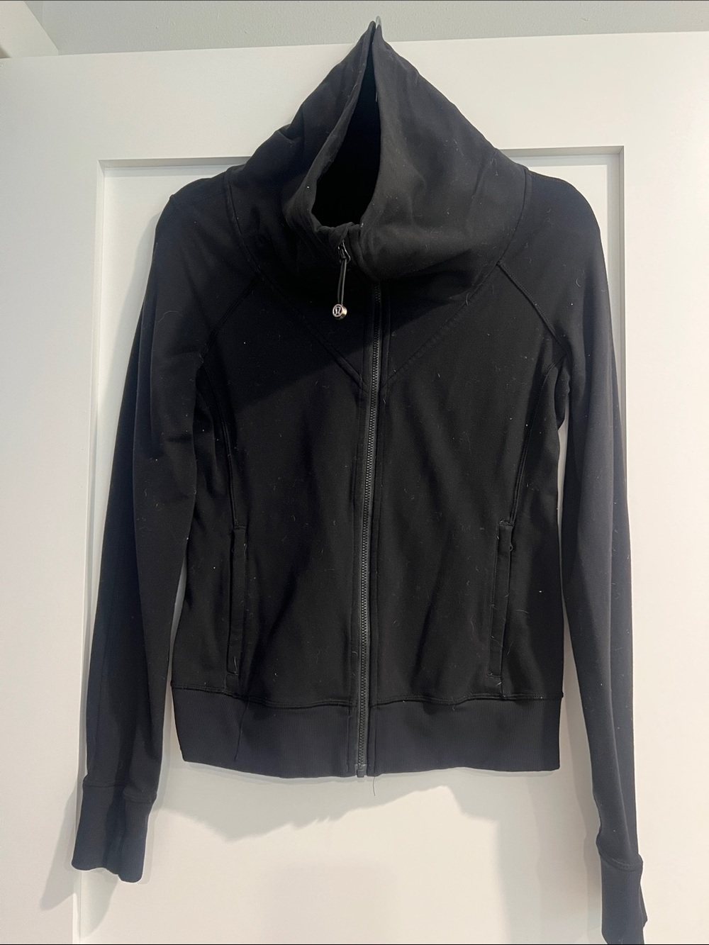 LuLulemon Women's Black Zip-Up Jacket with High Collar